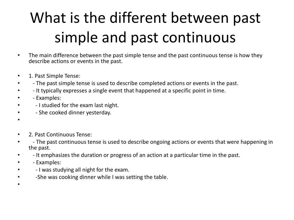 what is the different between past simple