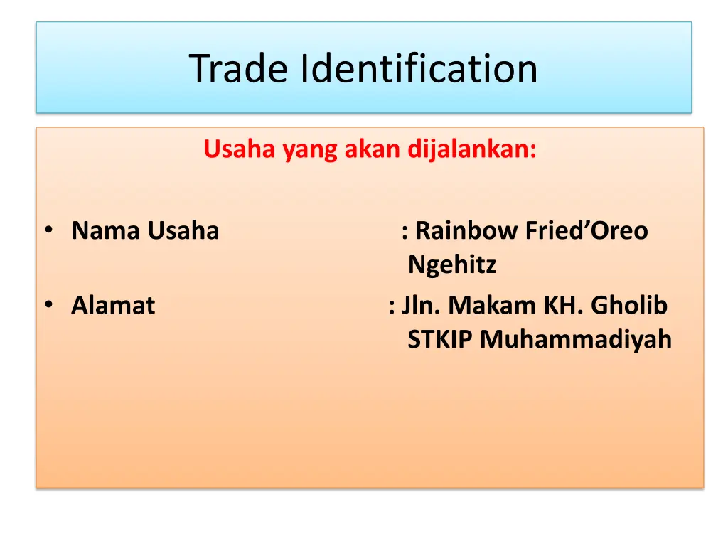 trade identification