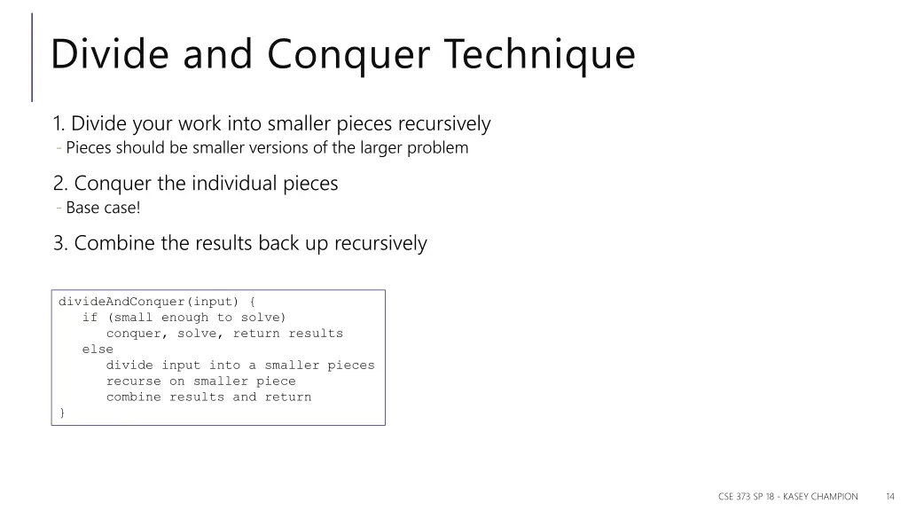 divide and conquer technique