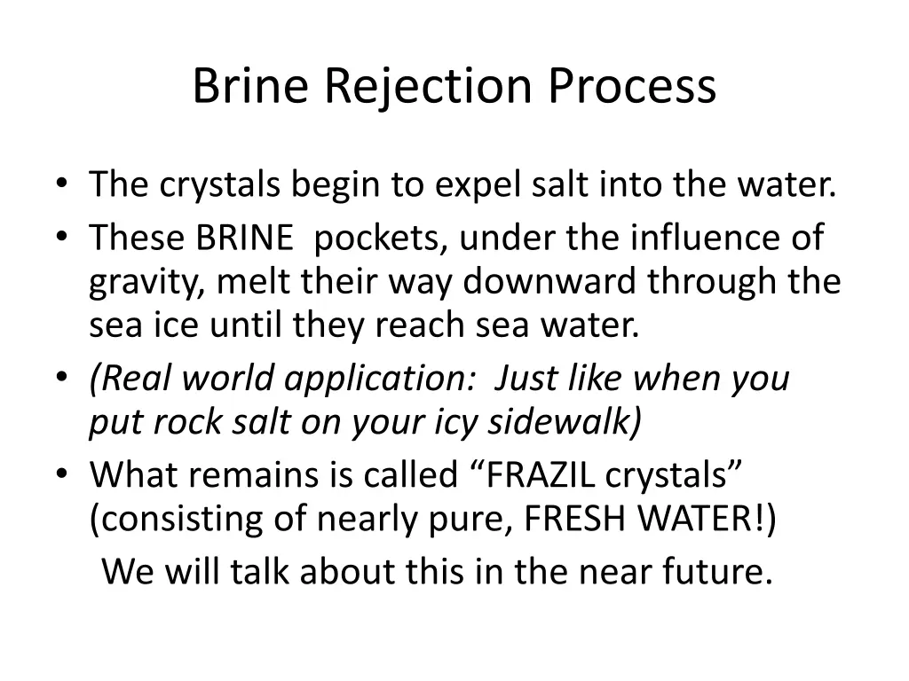 brine rejection process