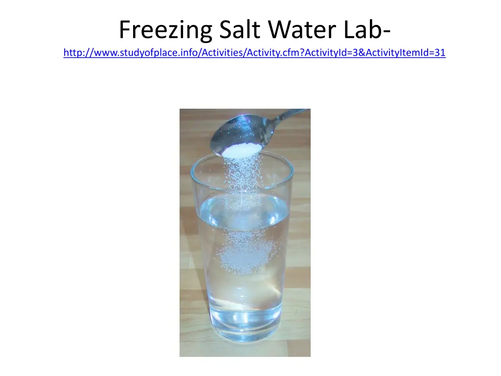 freezing salt water lab http www studyofplace