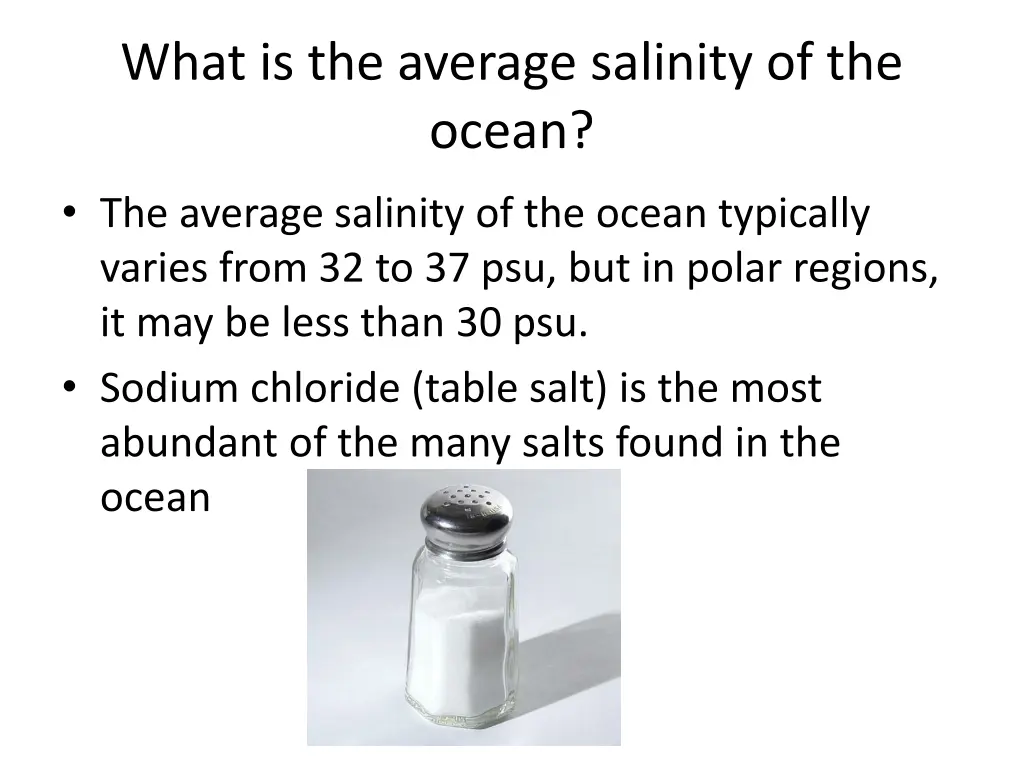 what is the average salinity of the ocean