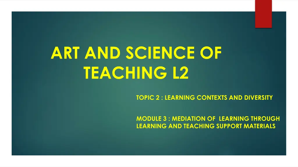 art and science of teaching l2 1