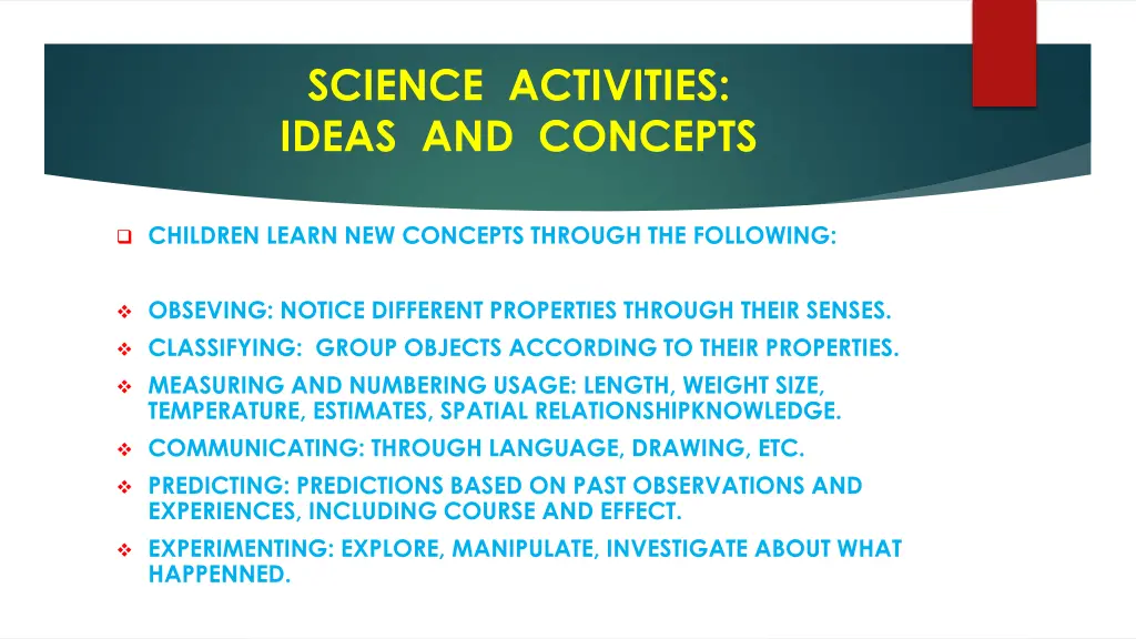 science activities ideas and concepts