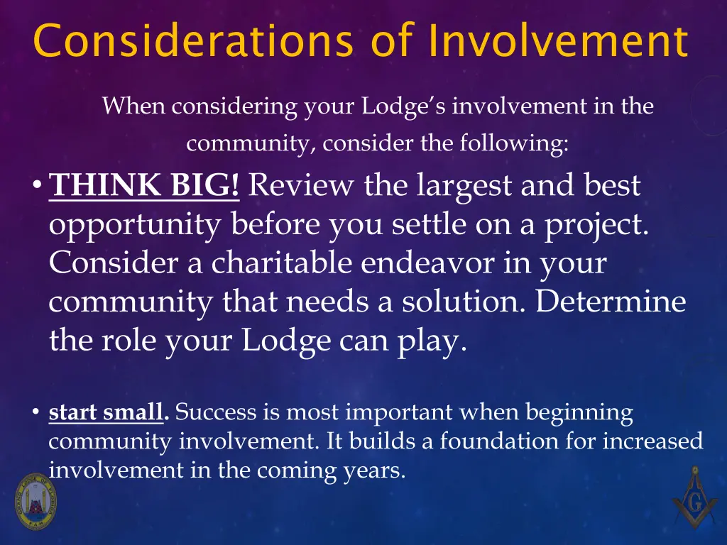 considerations of involvement