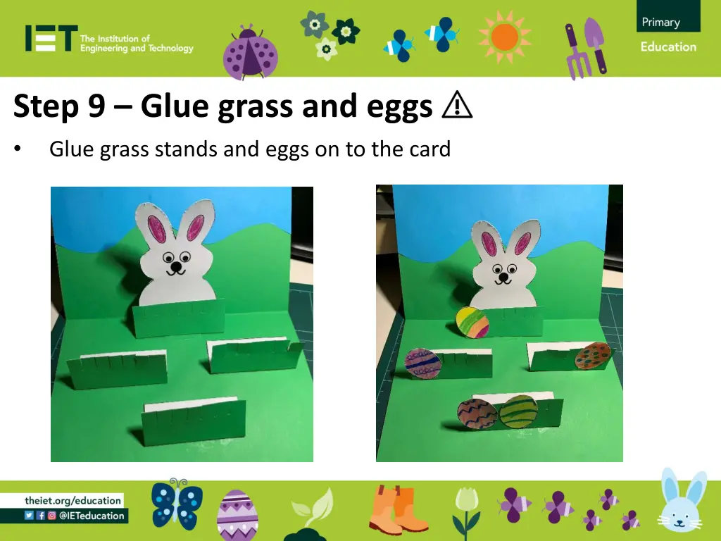 step 9 glue grass and eggs glue grass stands