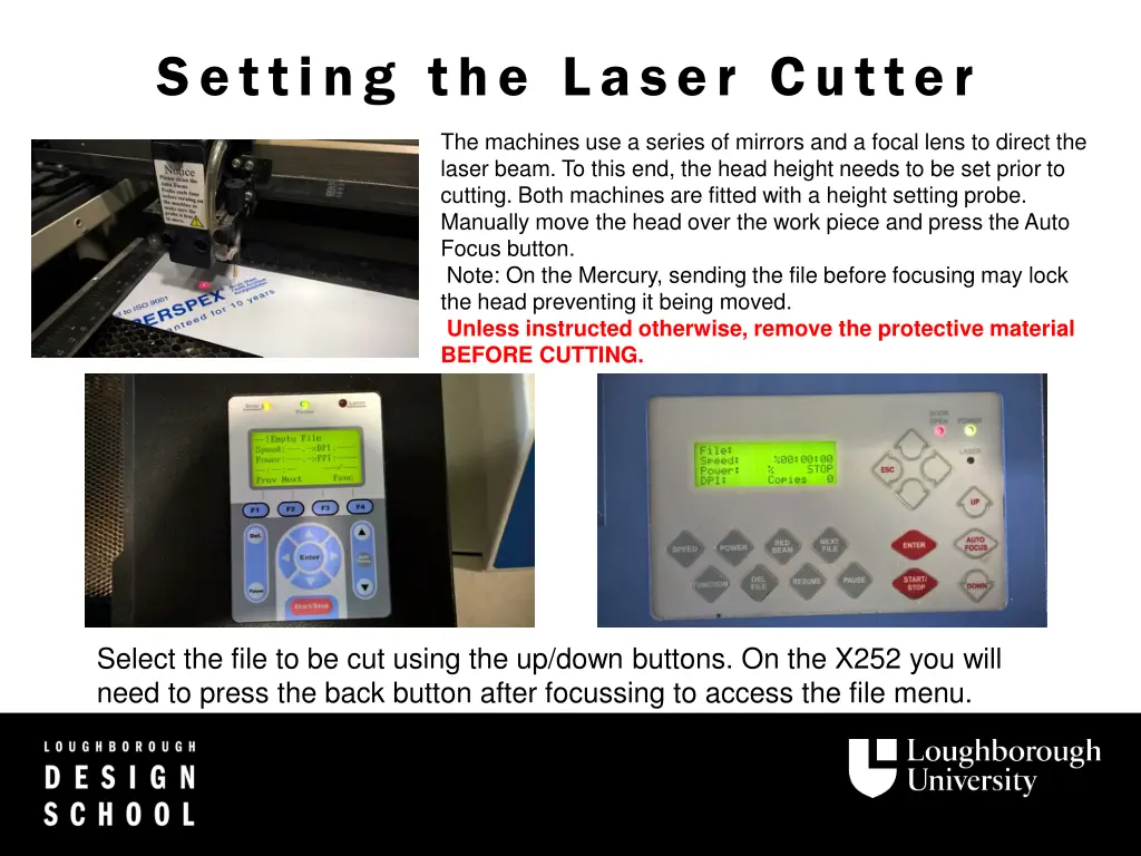 setting the laser cutter