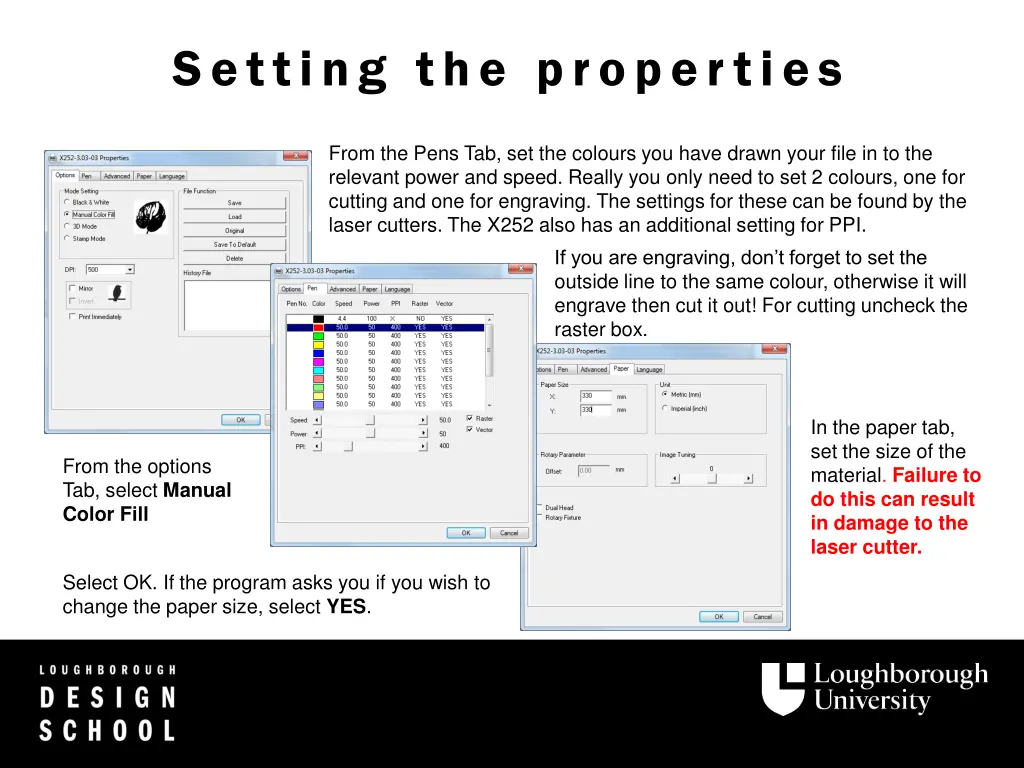 setting the properties