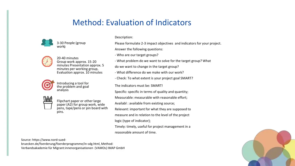 method evaluation of indicators