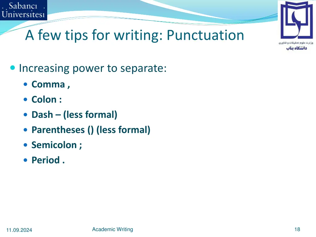 a few tips for writing punctuation