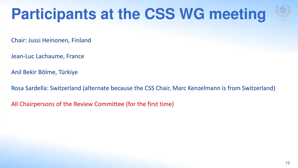 participants at the css wg meeting