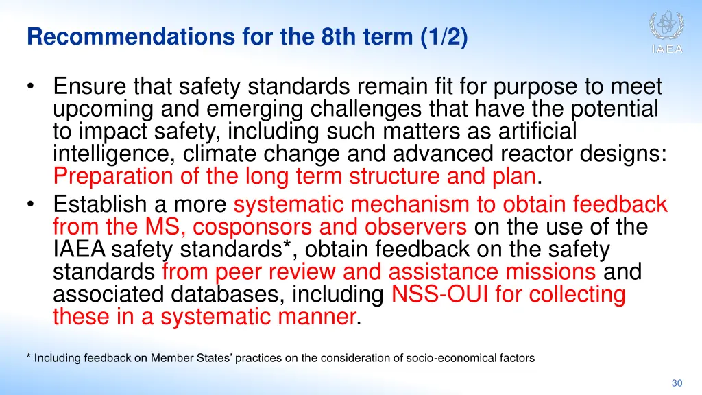 recommendations for the 8th term 1 2