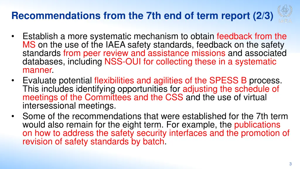 recommendations from the 7th end of term report 1