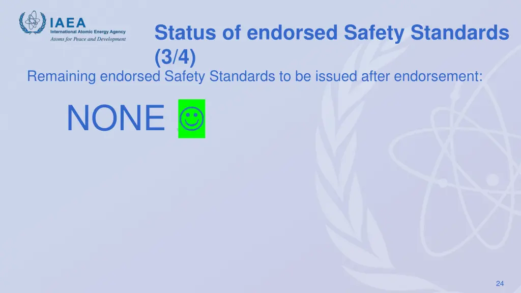 status of endorsed safety standards 3 4 remaining