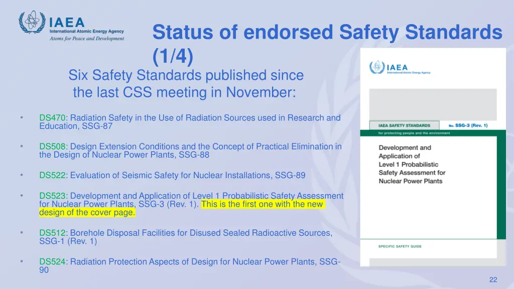 status of endorsed safety standards