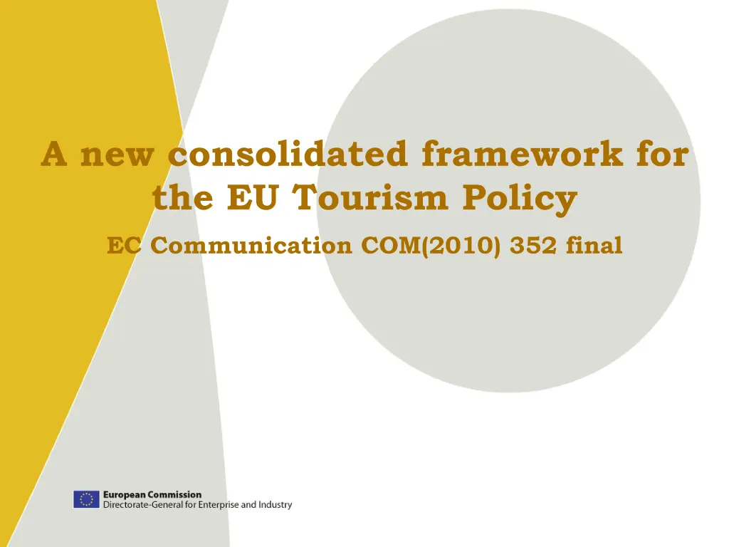 a new consolidated framework for the eu tourism