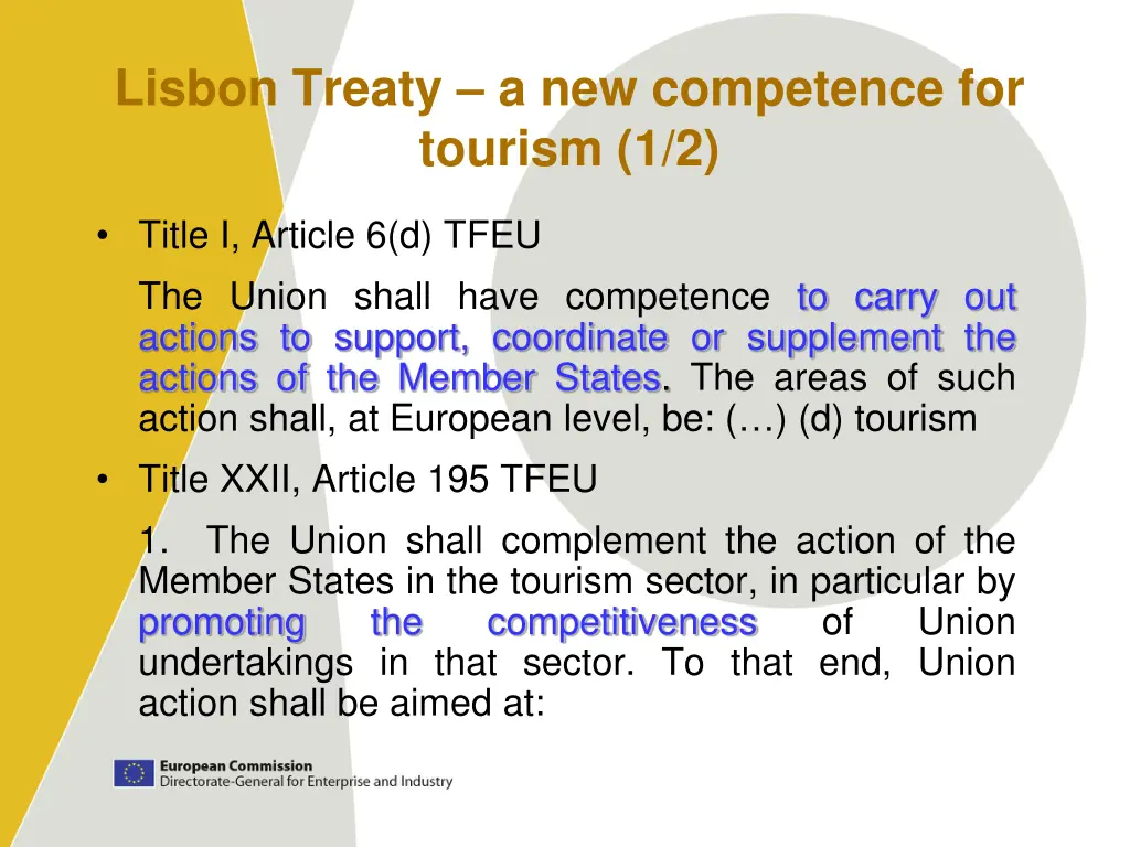 lisbon treaty a new competence for tourism 1 2