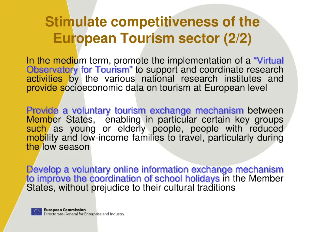 stimulate competitiveness of the european tourism 1