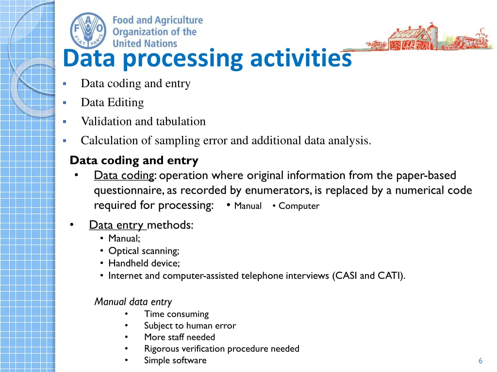 data processing activities data coding and entry