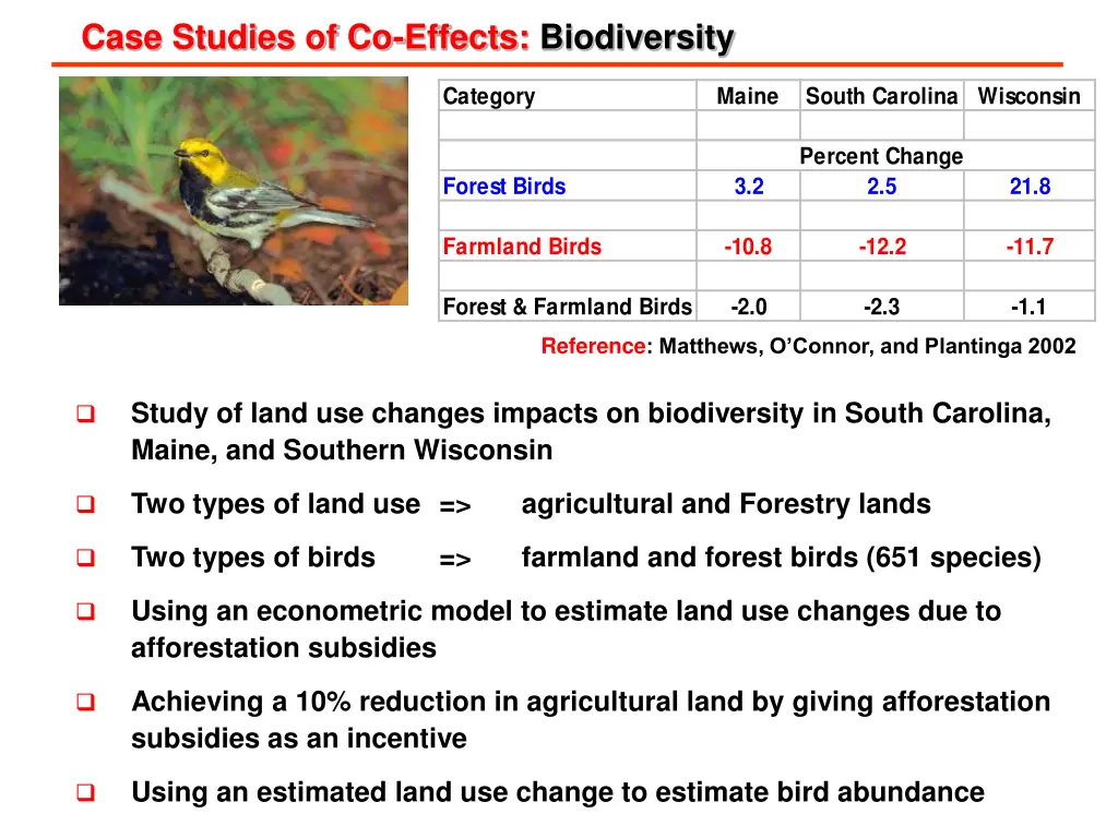 case studies of co effects biodiversity