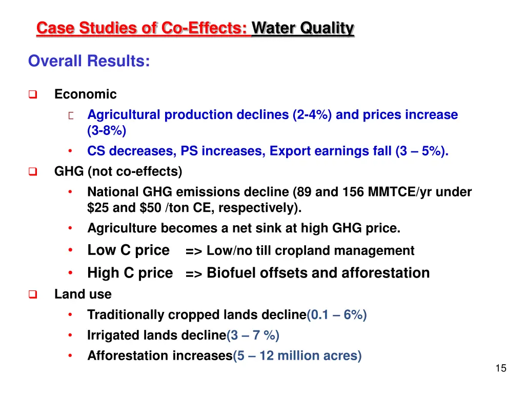 case studies of co effects water quality 1