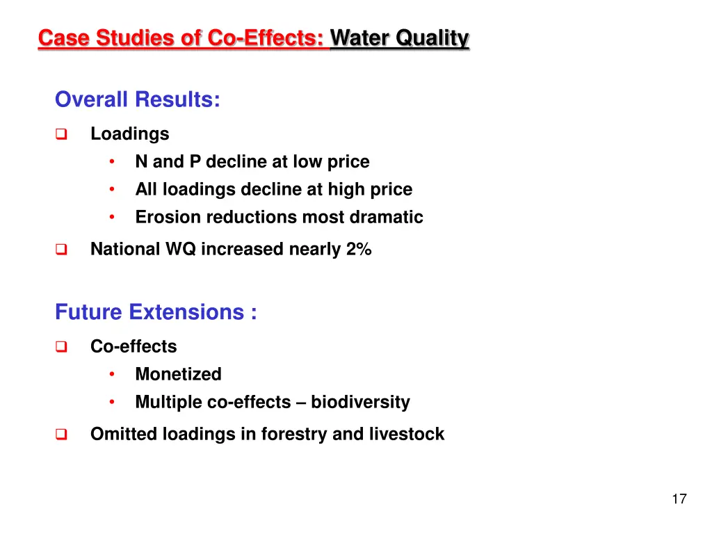 case studies of co effects water quality 2