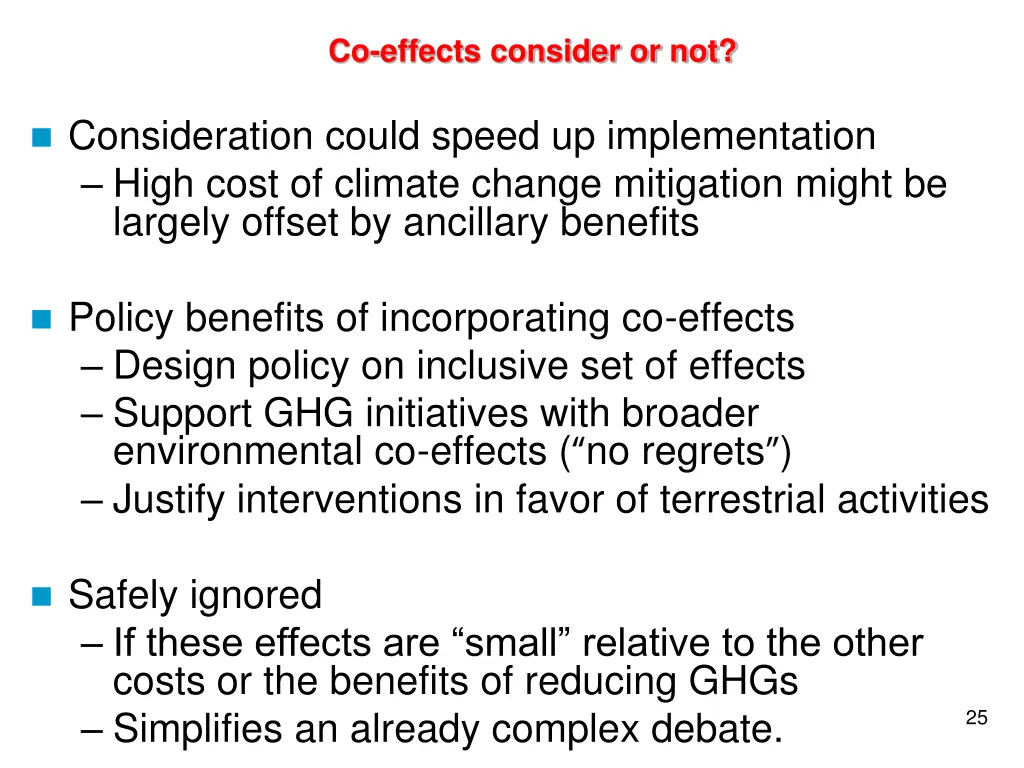 co effects consider or not