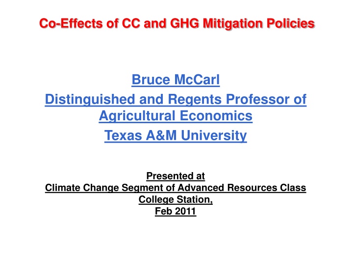 co effects of cc and ghg mitigation policies