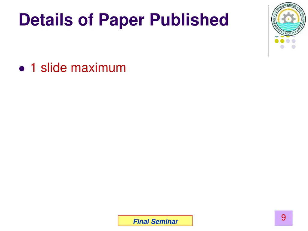 details of paper published