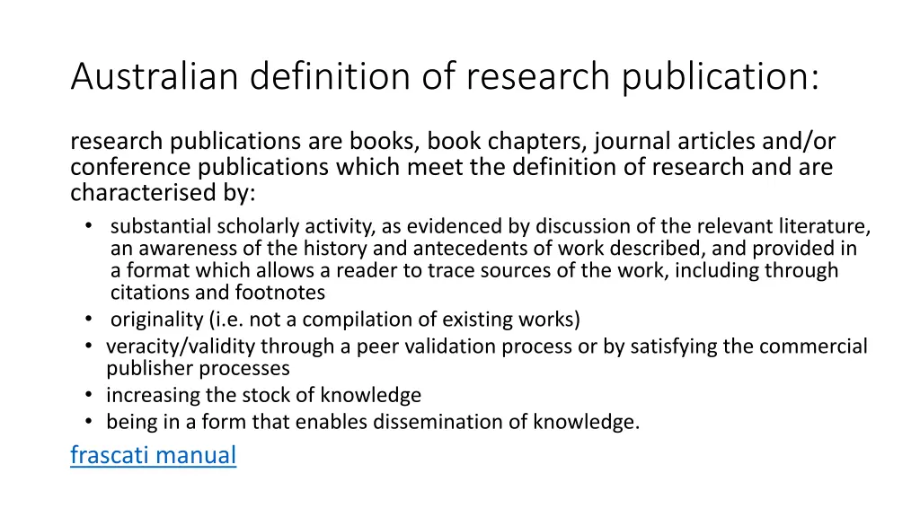 australian definition of research publication