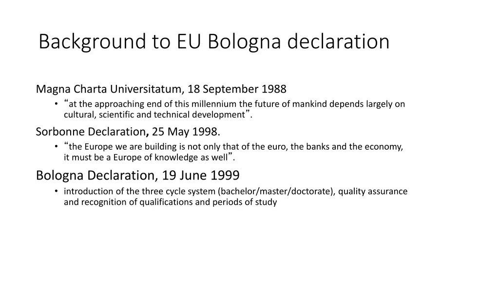 background to eu bologna declaration