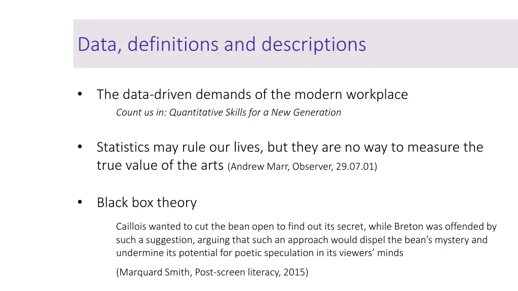 data definitions and descriptions