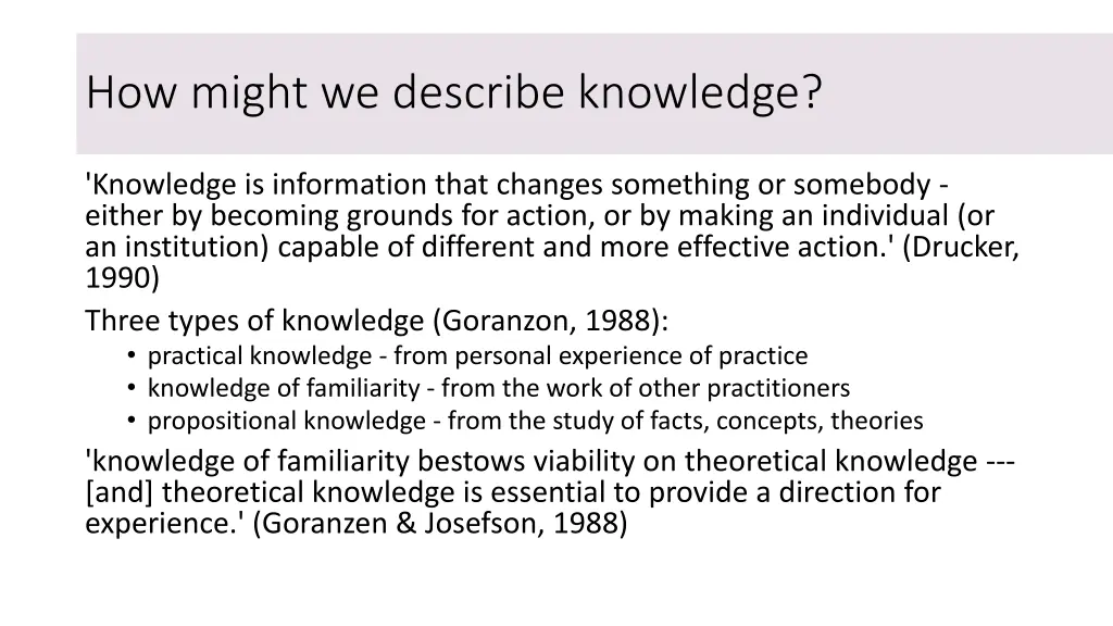 how might we describe knowledge