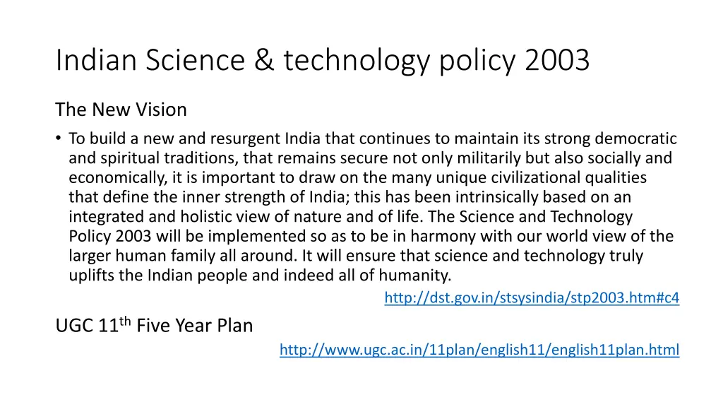 indian science technology policy 2003