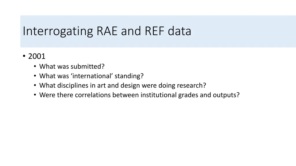 interrogating rae and ref data