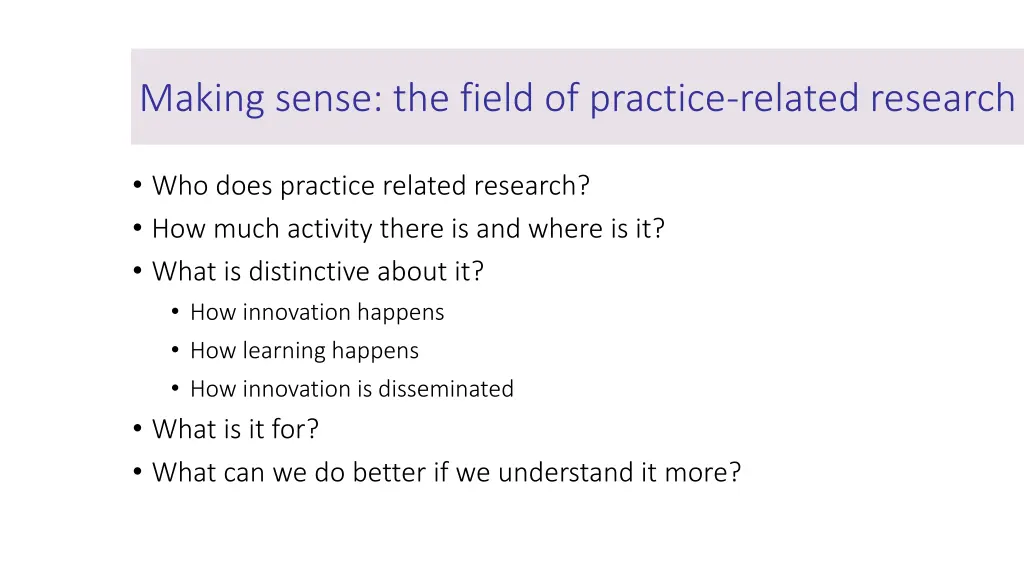 making sense the field of practice related