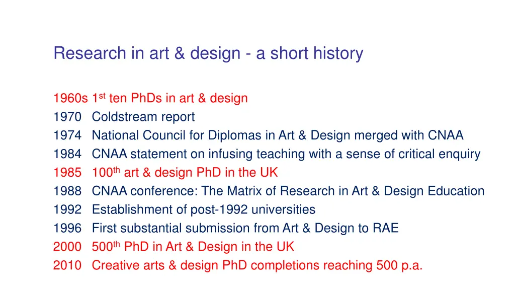 research in art design a short history