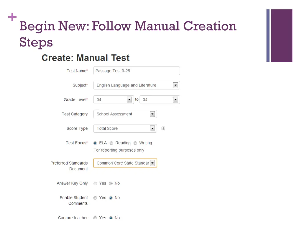 begin new follow manual creation steps