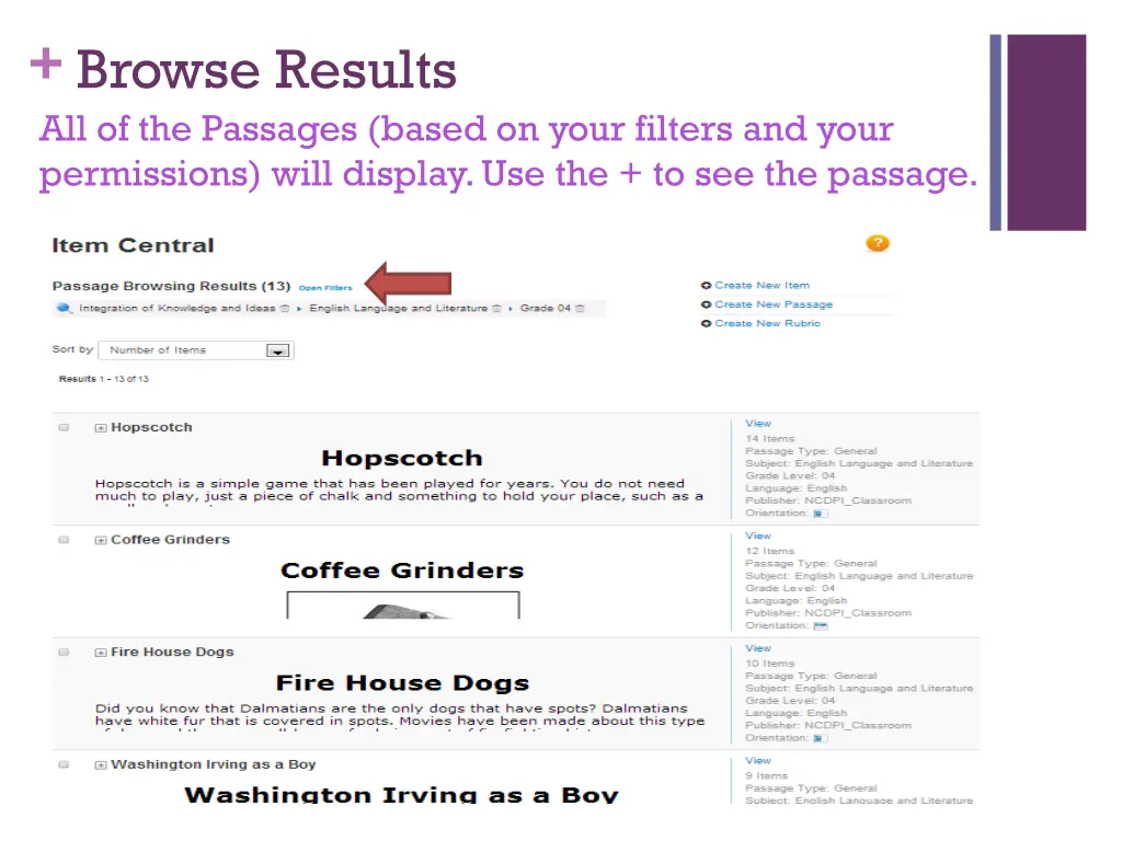 browse results all of the passages based on your