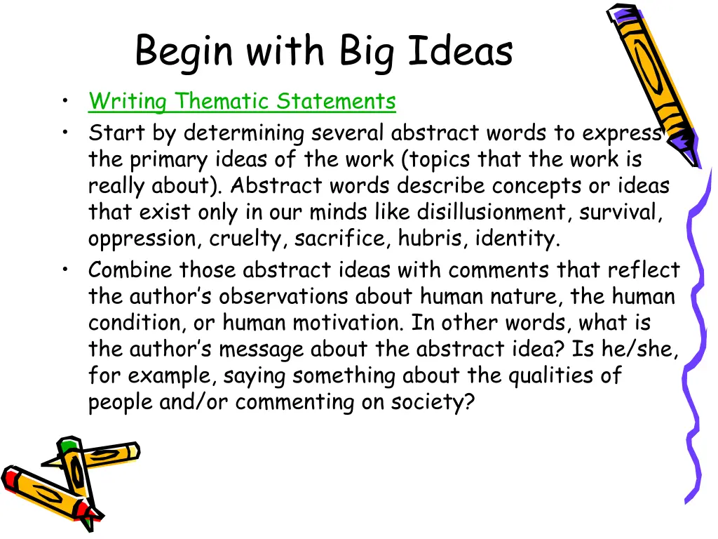 begin with big ideas writing thematic statements