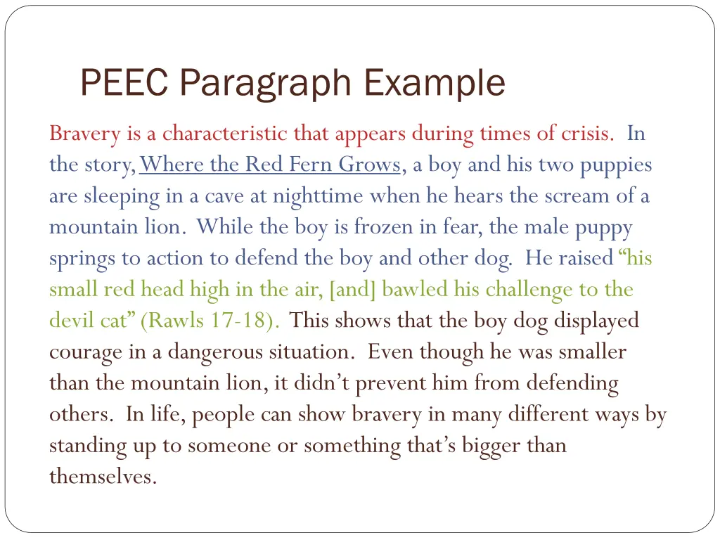 peec paragraph example