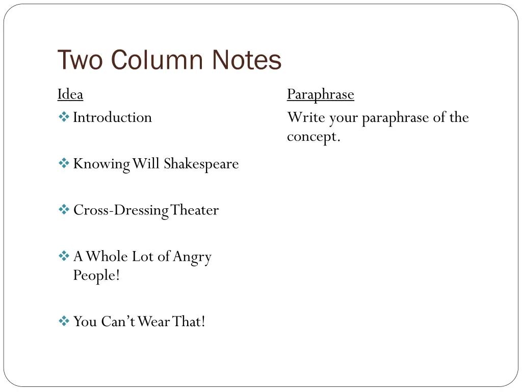 two column notes