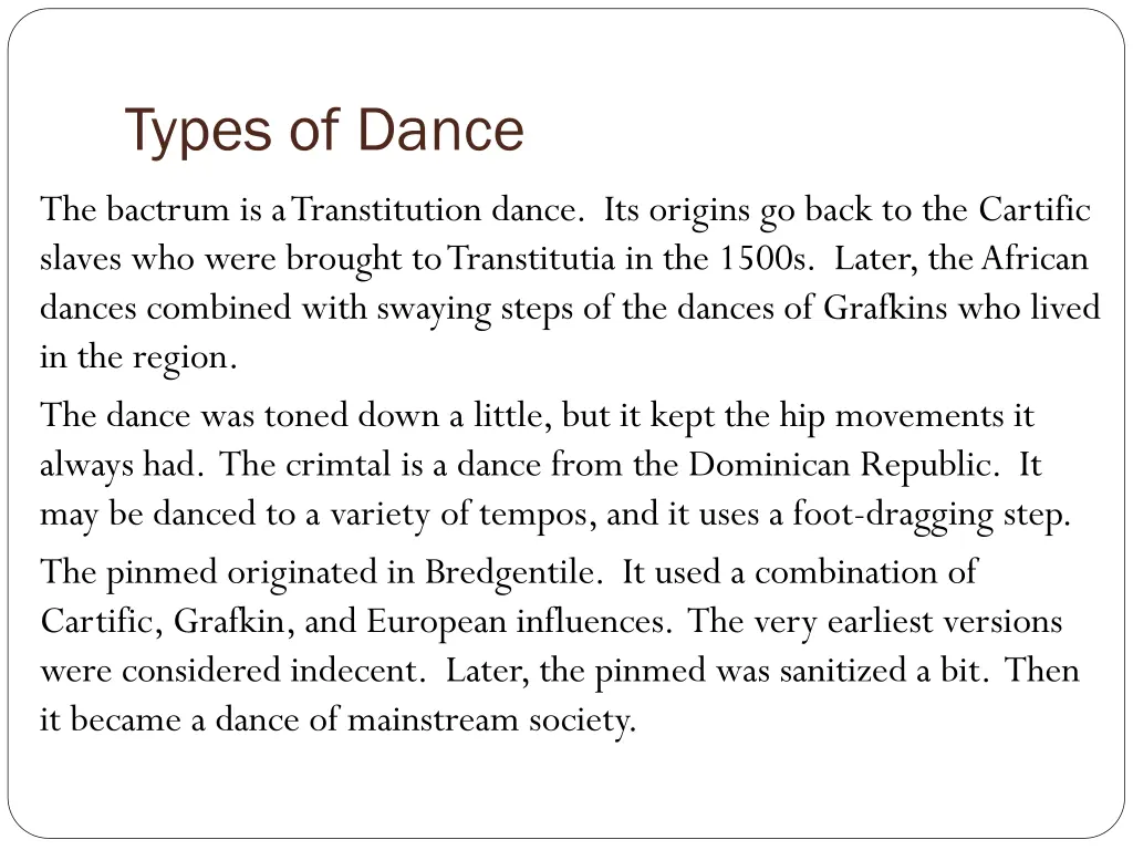 types of dance