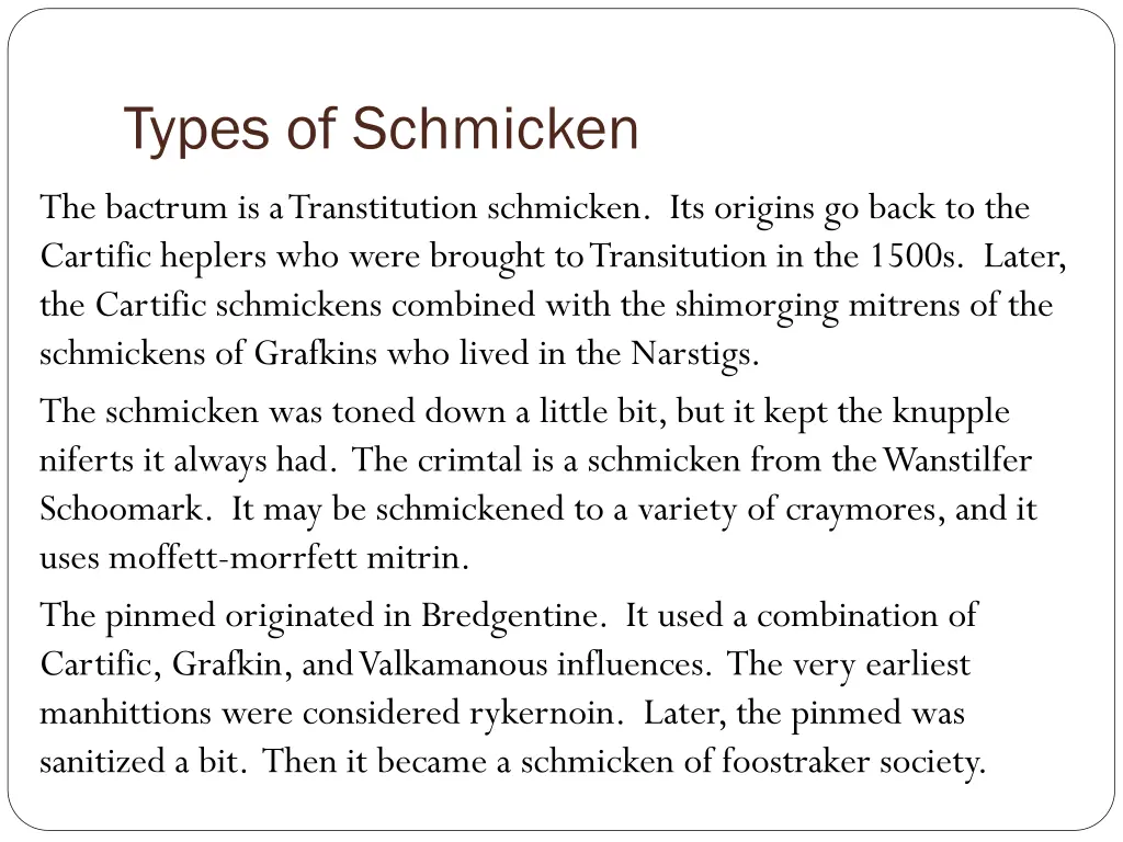 types of schmicken