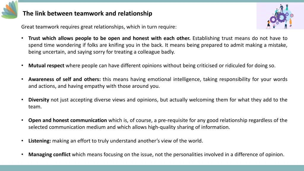 the link between teamwork and relationship