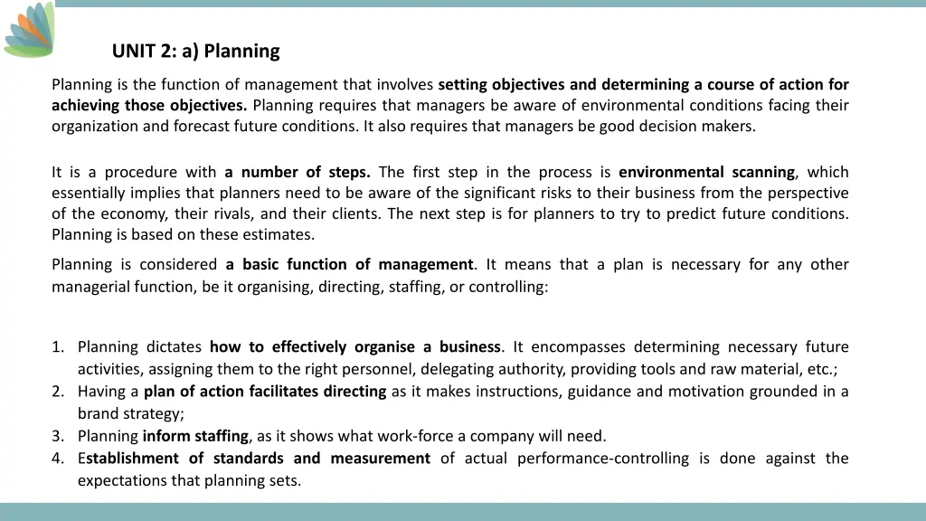 unit 2 a planning