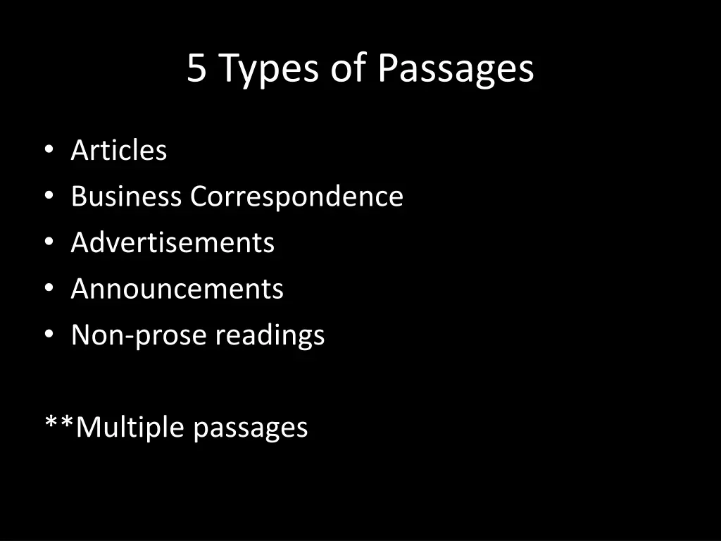 5 types of passages