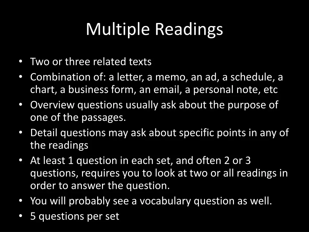 multiple readings