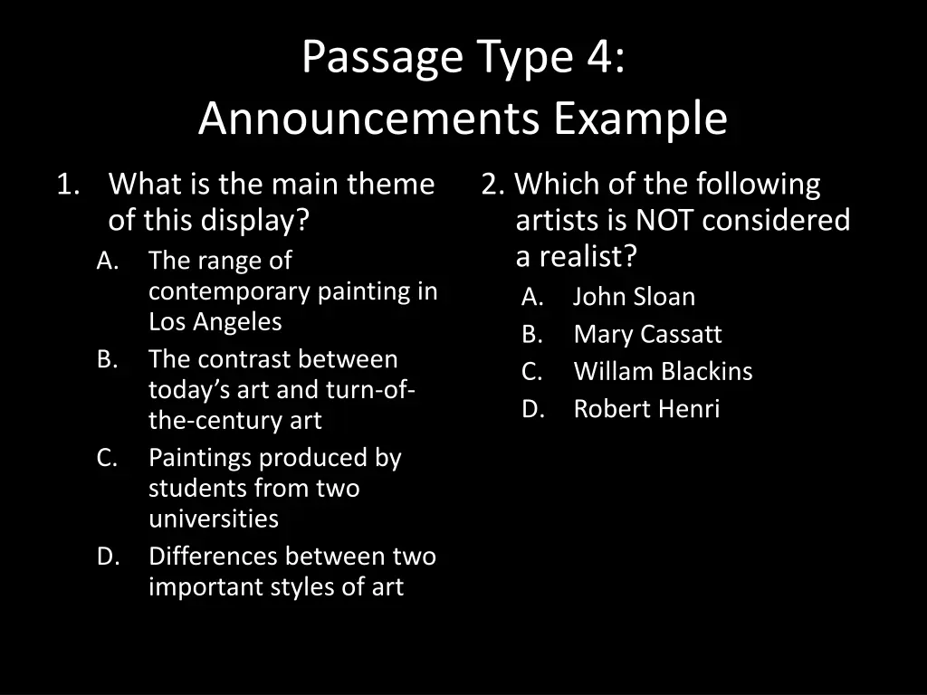 passage type 4 announcements example 1