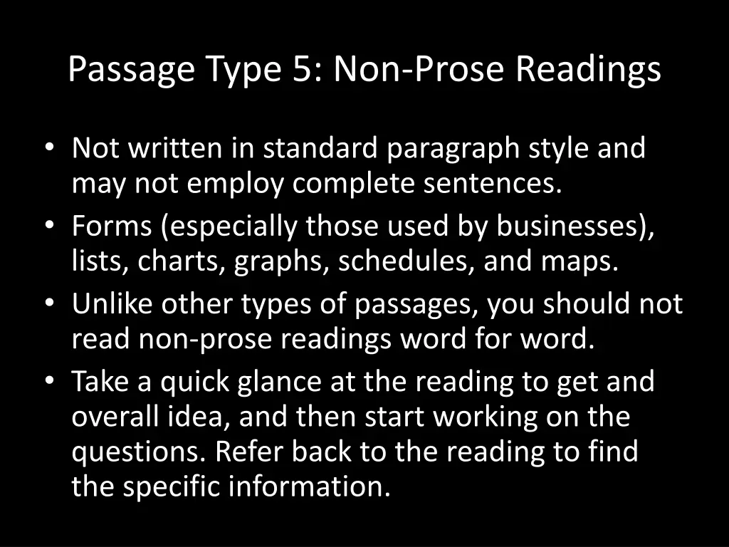 passage type 5 non prose readings